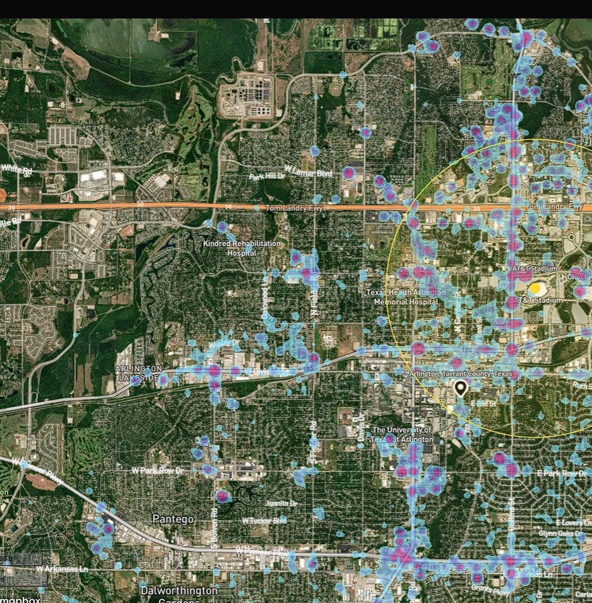 AT&T Stadium heatmap