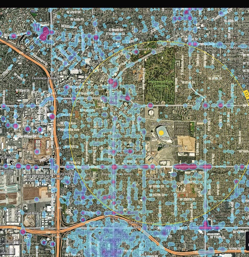 SoFi Stadium heatmap